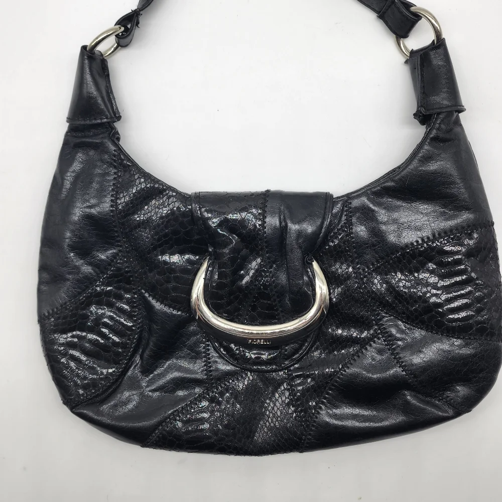 Vintage Fiorelli Black Y2K Patchwork Vinyl Shoulder Bag - Picture 13 of 16
